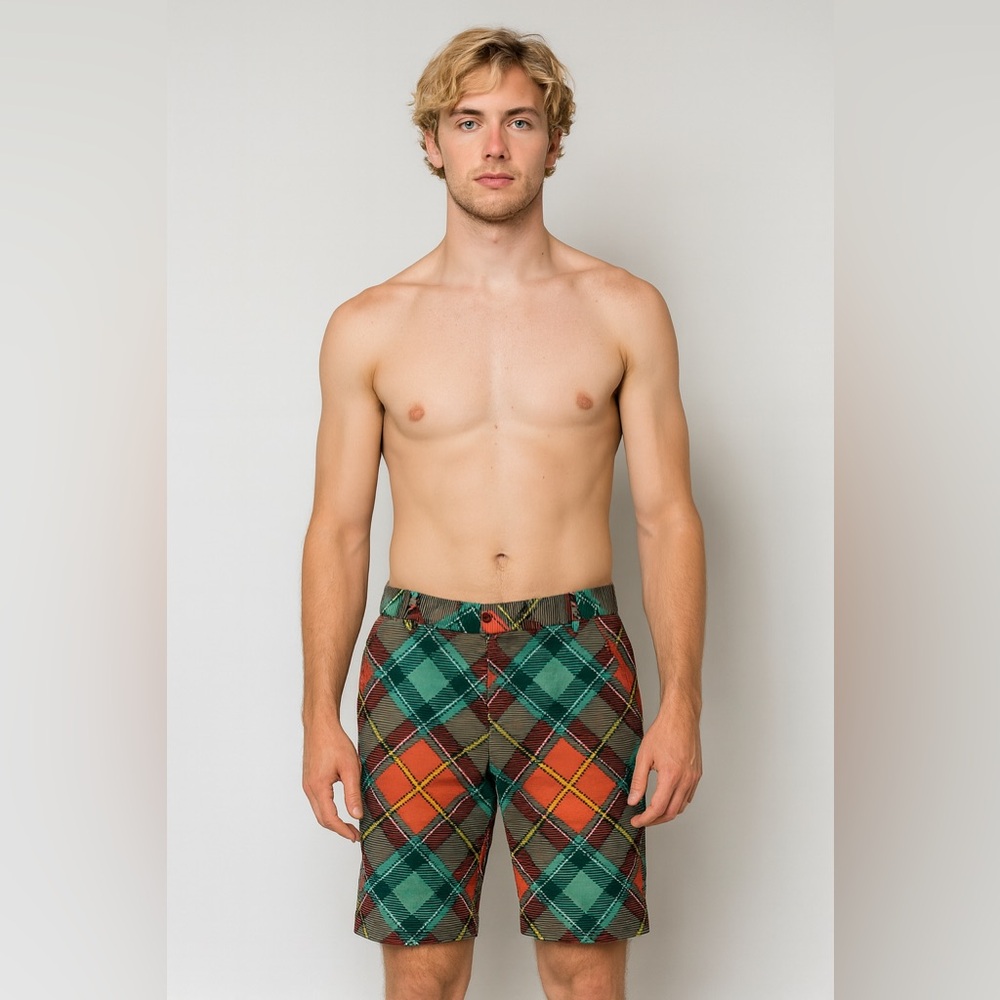 Loudmouth Multicolor Plaid Men’s Shorts - Green, Red, Brown